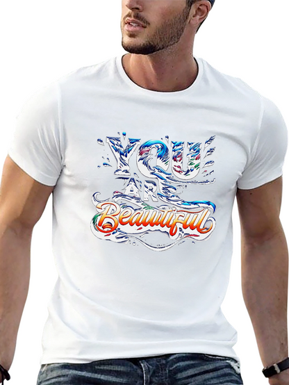 You Are Beautiful Graphic Print Black T-Shirt