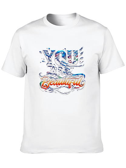 You Are Beautiful Graphic Print Black T-Shirt