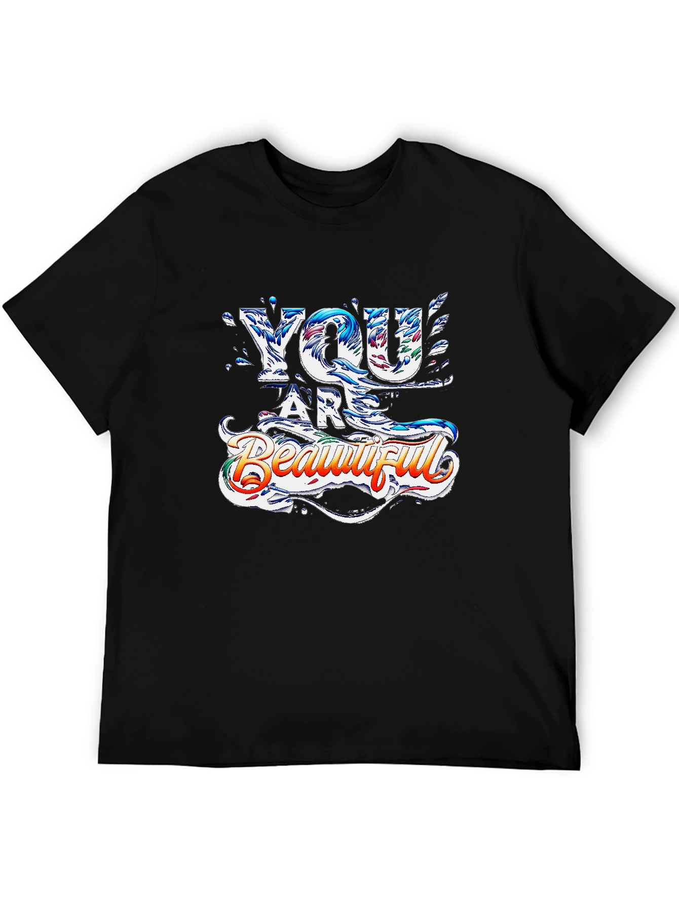 You Are Beautiful Graphic Print Black T-Shirt