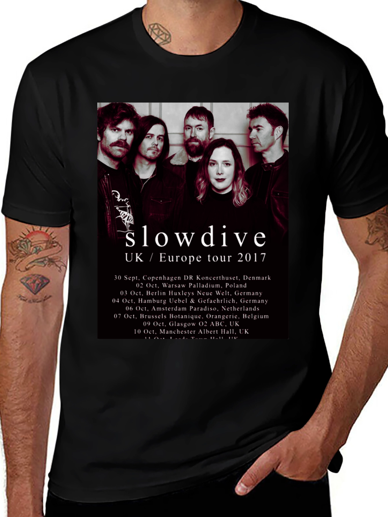 Slowdive UK/Europe Tour 2017 Black T-Shirt