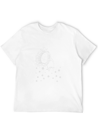 Modern Sunflower Graphic Black T-Shirt