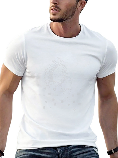 Modern Sunflower Graphic Black T-Shirt