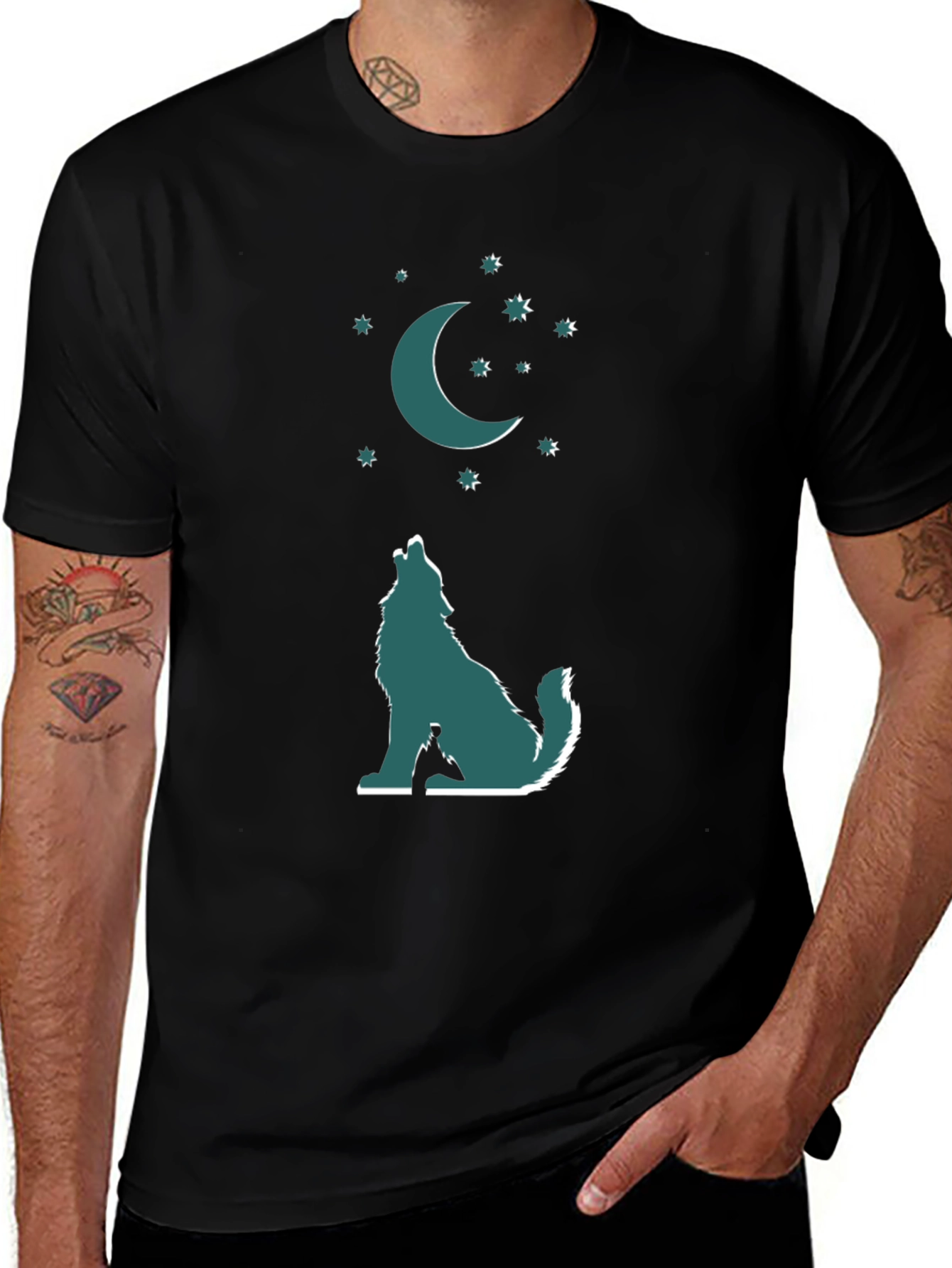 Wolf Moon Graphic Tee - Mens Black T-Shirt