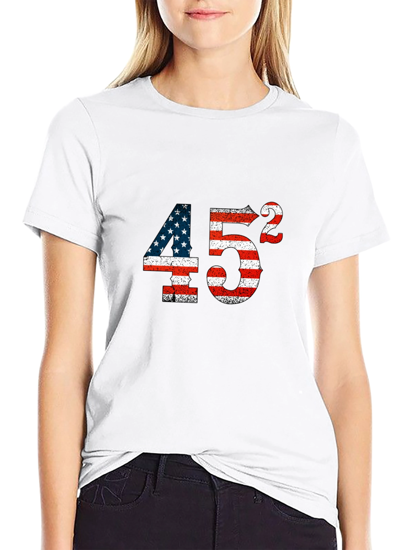 Patriotic 45 Squared American Flag Graphic Tee