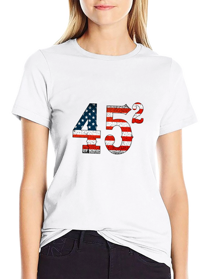 Patriotic 45 Squared American Flag Graphic Tee
