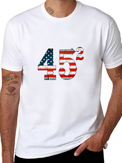 Patriotic 45 Squared American Flag Graphic Tee