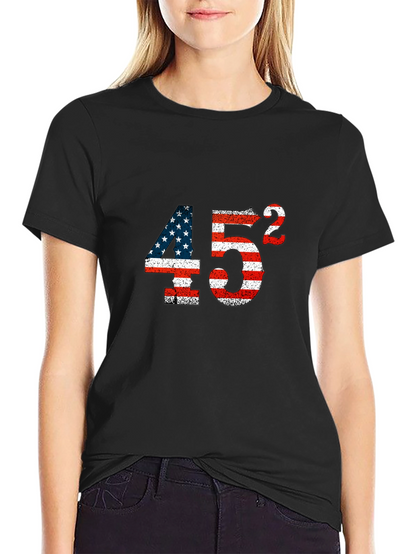 Patriotic 45 Squared American Flag Graphic Tee