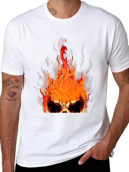 Flaming Skull Graphic Tee - Mens Black T-Shirt