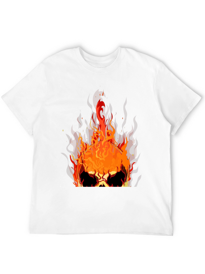 Flaming Skull Graphic Tee - Mens Black T-Shirt