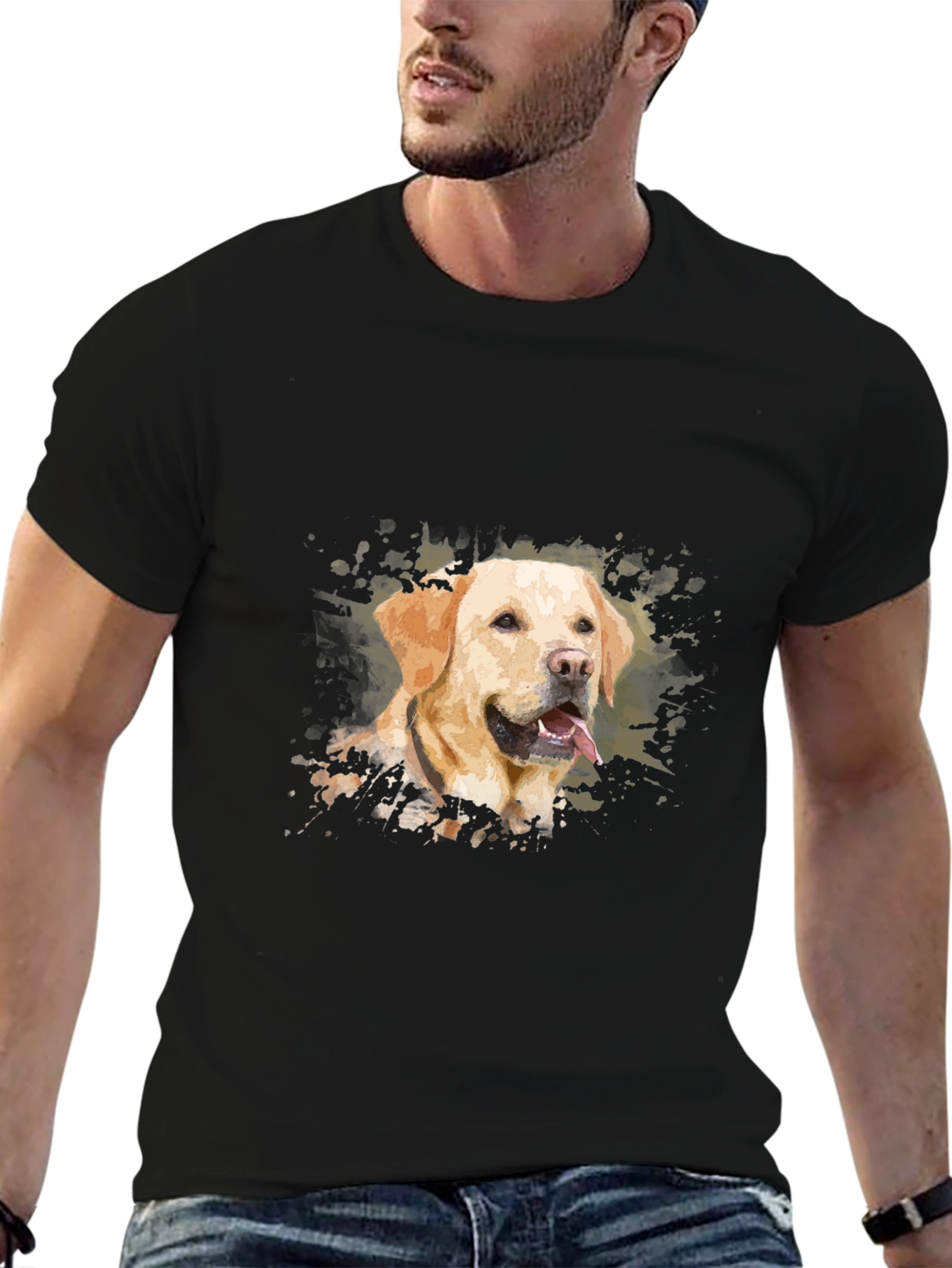 Labrador Dog Art Black T-Shirt