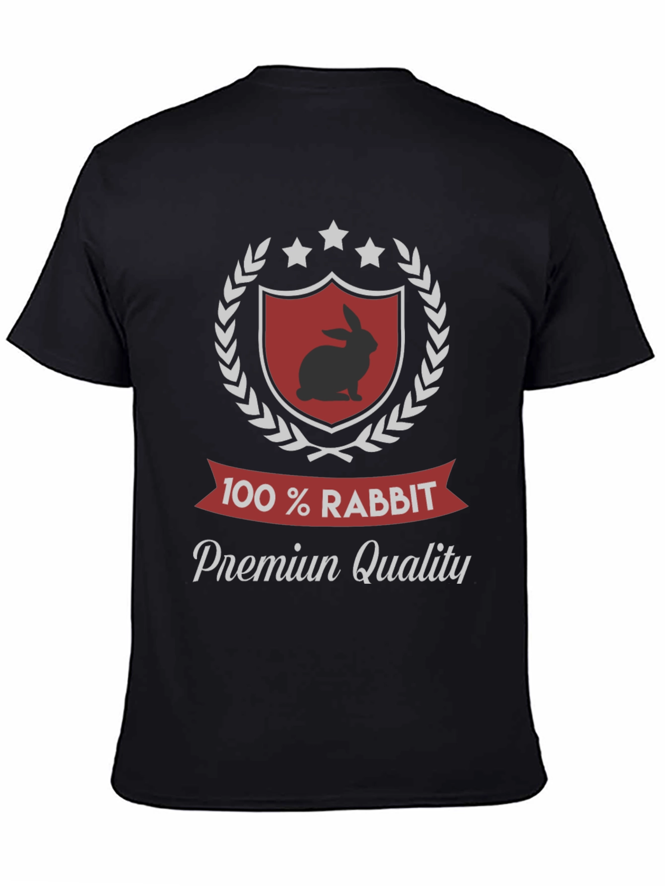 100% Rabbit Premium Quality Black T-Shirt
