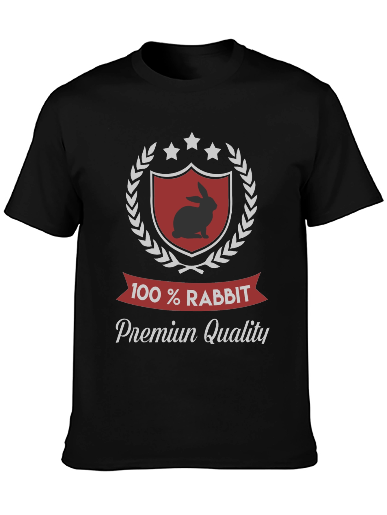 100% Rabbit Premium Quality Black T-Shirt