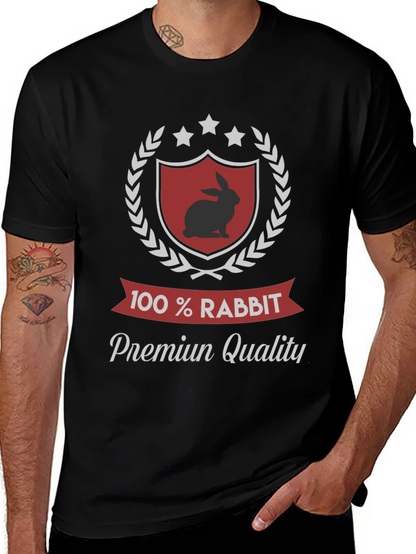 100% Rabbit Premium Quality Black T-Shirt