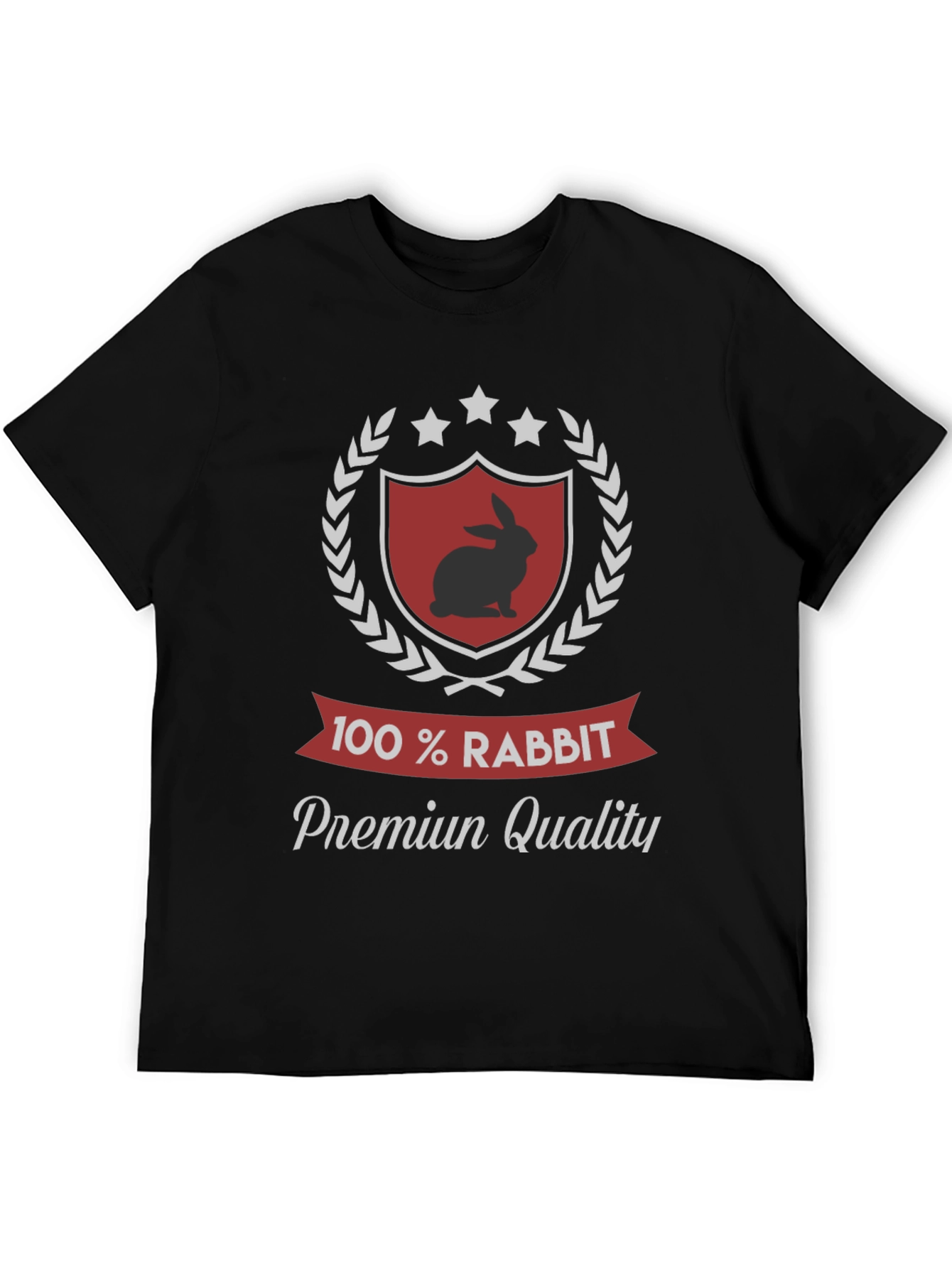 100% Rabbit Premium Quality Black T-Shirt