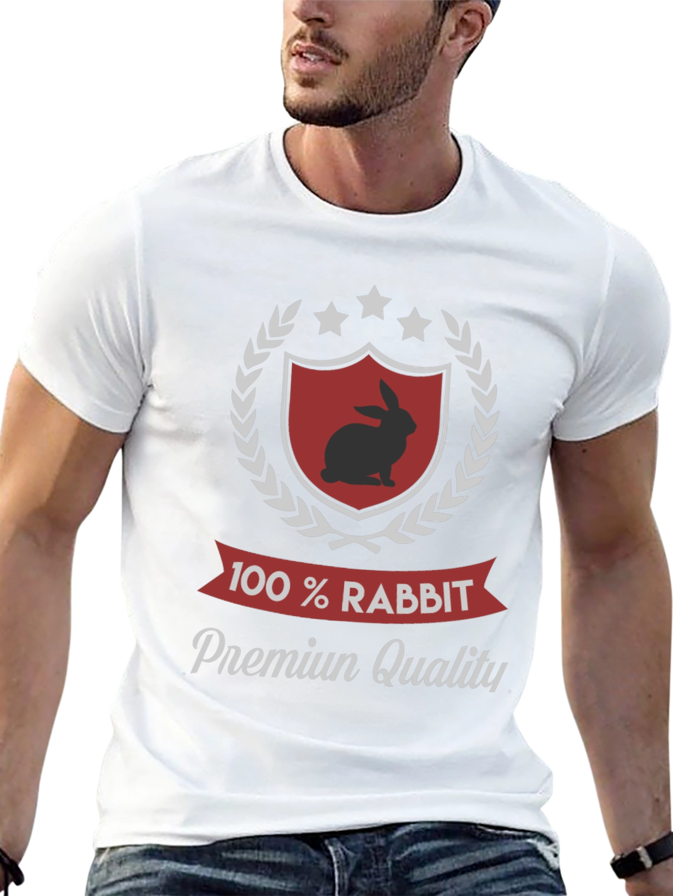 100% Rabbit Premium Quality Black T-Shirt
