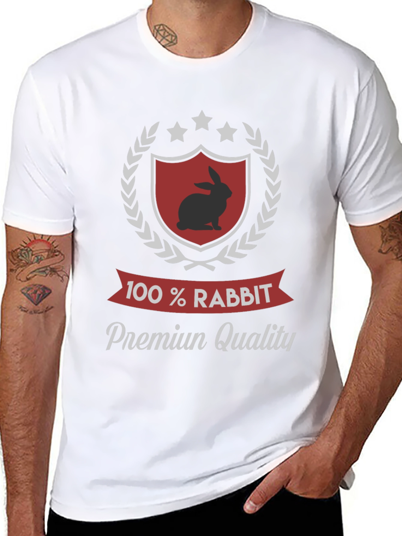 100% Rabbit Premium Quality Black T-Shirt